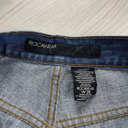 VINTAGE ROCAWEAR BAGGY LOOSE HIP HOP JORTS NAVY BLUE (38w)