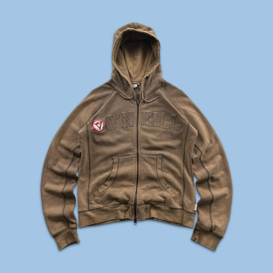 VINTAGE Y2K O’NEILL SPELLOUT ZIP HOODIE BROWN