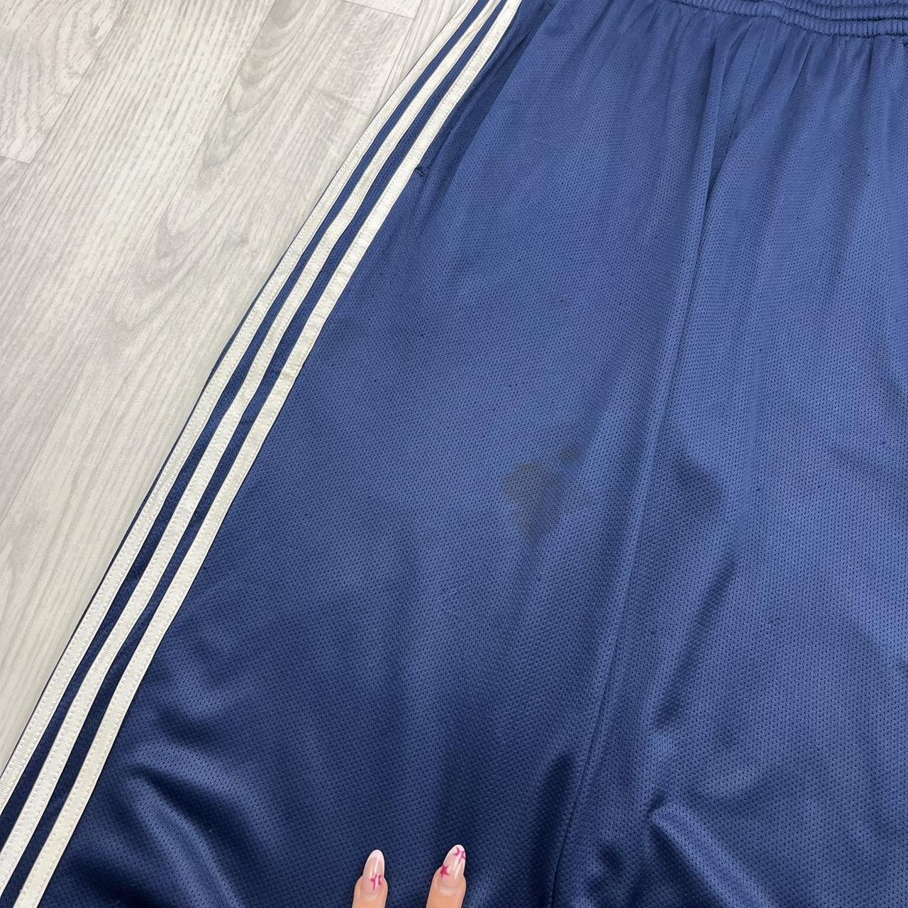 VINTAGE Y2K ADIDAS SIDE STRIPE BAGGY WIDE LEG TRACKSUIT BOTTOMS NAVY (L)