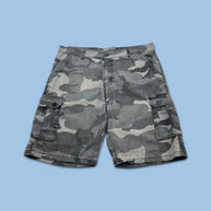 VINTAGE Y2K BAGGY CAMO CARGO SHORTS GREY