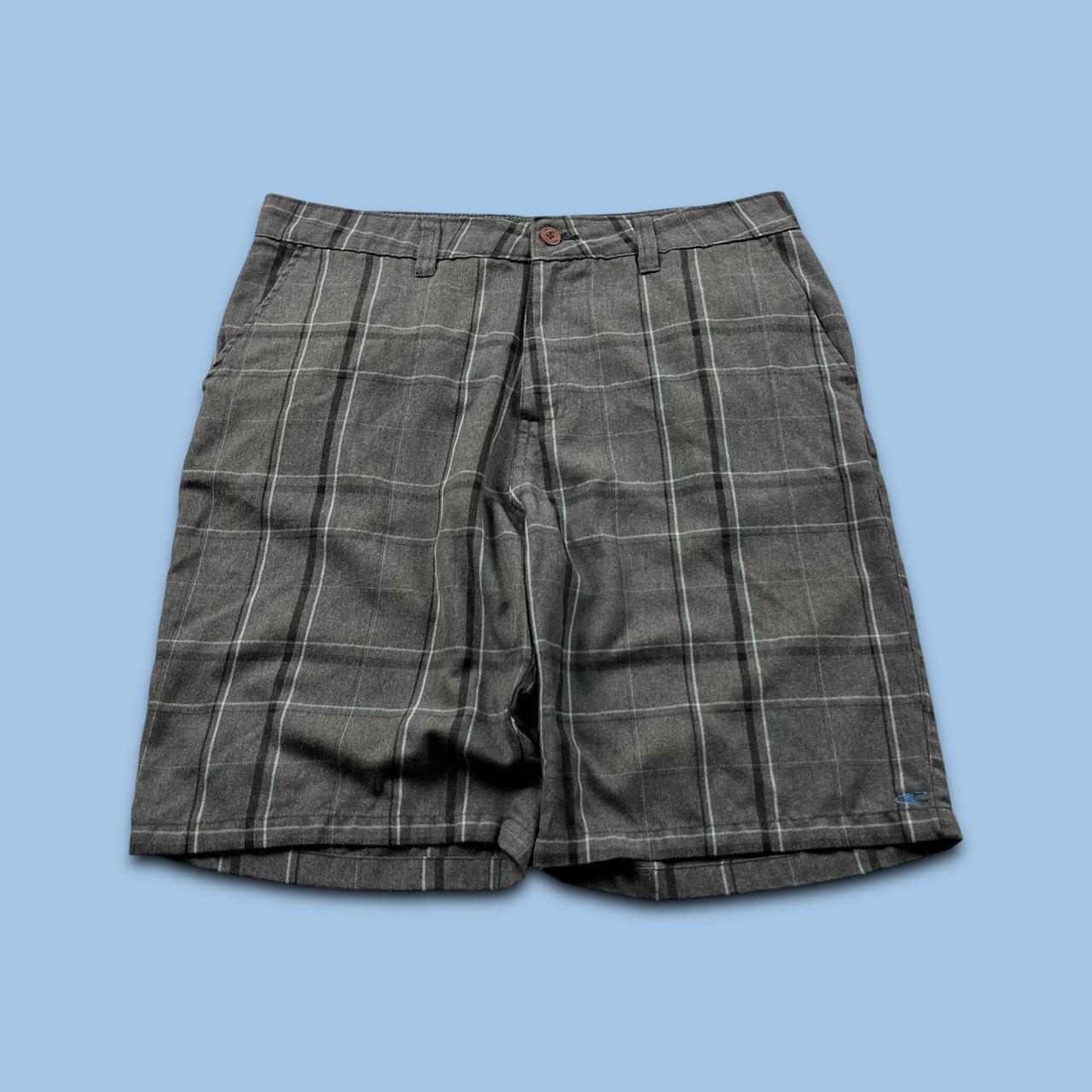 VINTAGE Y2K O’NEILL CHECKERED BAGGY LOOSE SURF SHORTS GREY