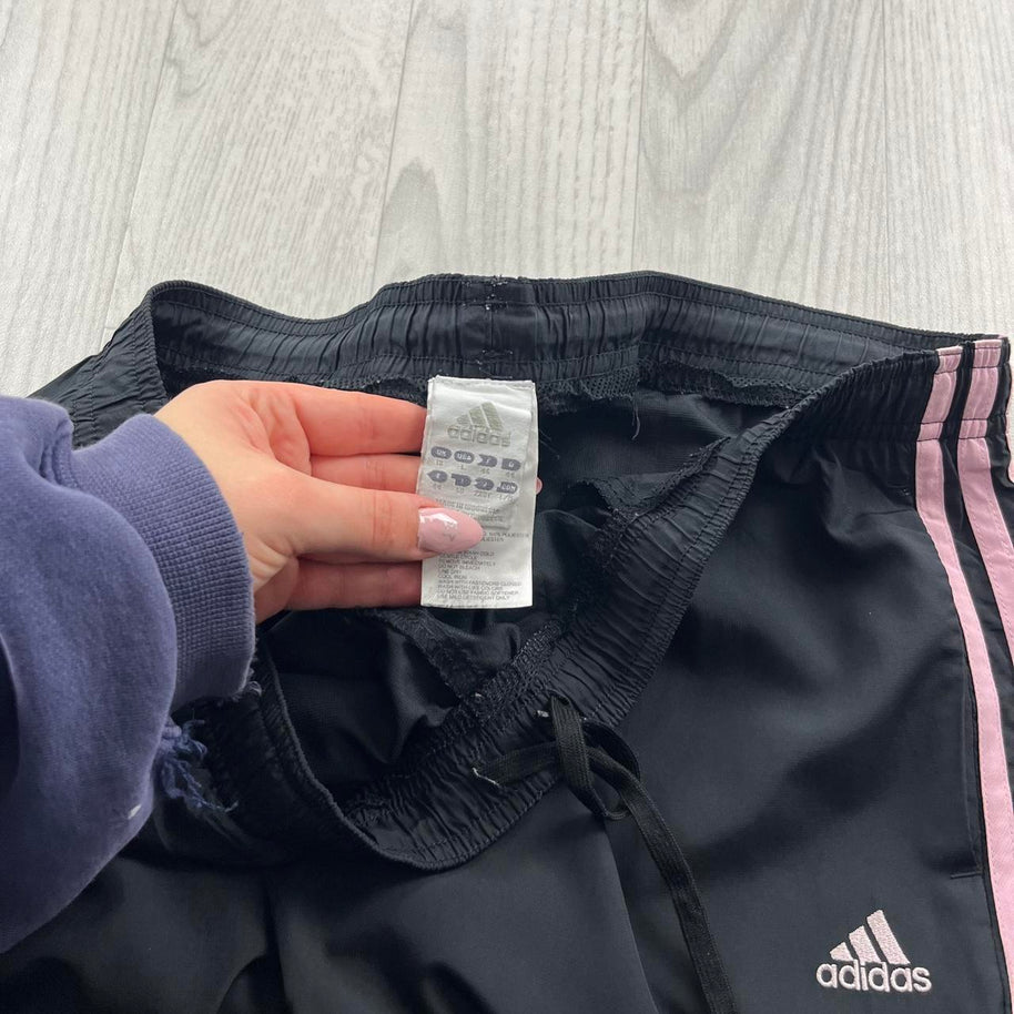 VINTAGE Y2K ADIDAS BAGGY TRACKSUIT BOTTOMS BLACK / PINK