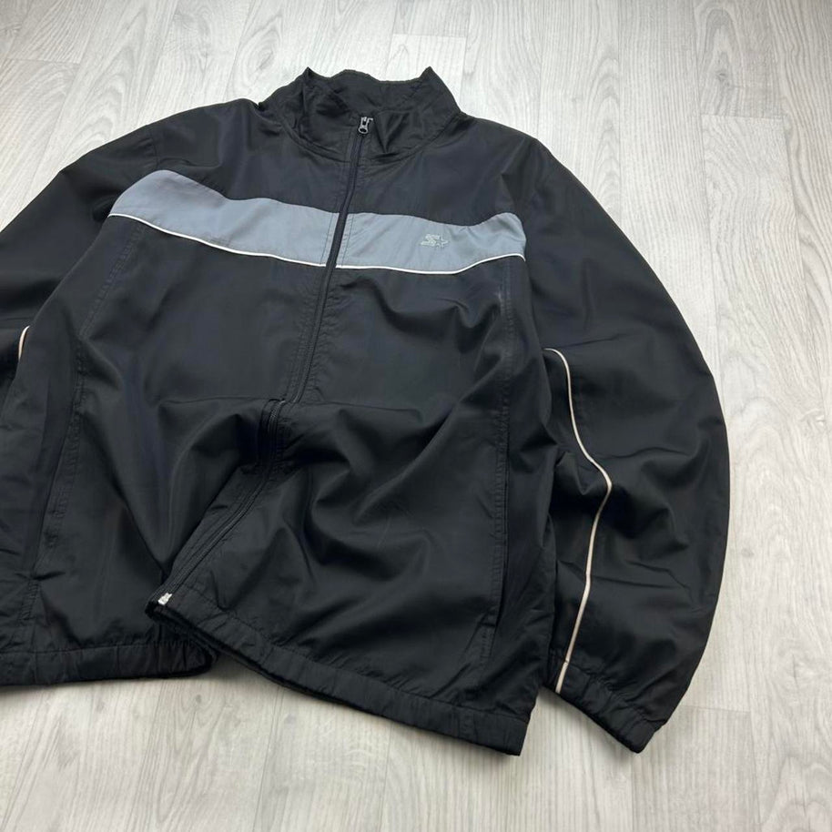 VINTAGE Y2K STARTER WINDBREAKER TRACK JACKET BLACK