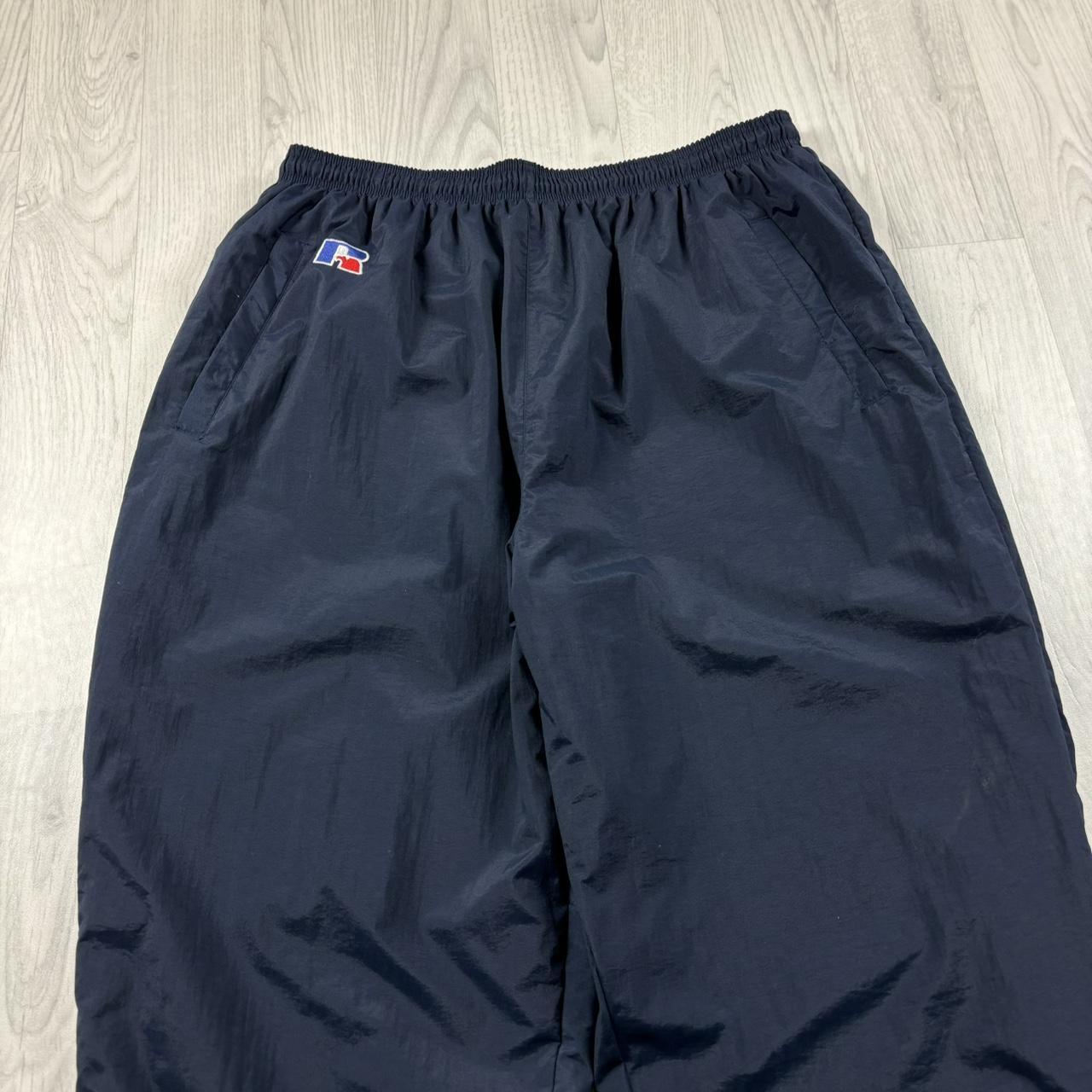 VINTAGE Y2K RUSSELL ATHLETIC WATERPROOF BAGGY TRACKSUIT BOTTOMS NAVY