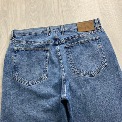 VINTAGE CALVIN KLEIN BAGGY LOOSE SKATER HIP HOP JORTS BLUE (34w)