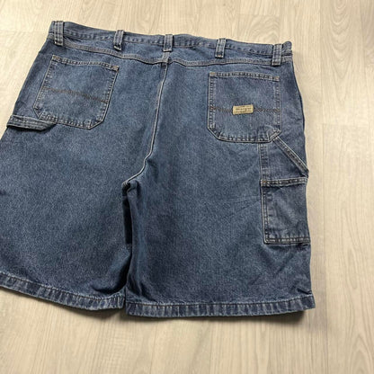 VINTAGE 00s WRANGLER BAGGY LOOSE CARPENTER JORTS BLUE