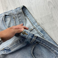 VINTAGE Y2K BAGGY DENIM JORTS LIGHT BLUE