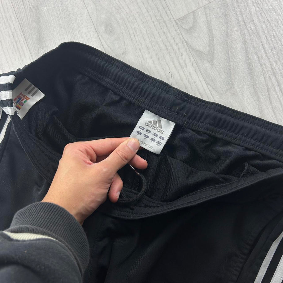 VINTAGE Y2K ADIDAS SIDE STRIPE POPPER TRACKSUIT BOTTOMS BLACK