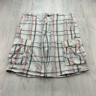 VINTAGE Y2K LEVIS BAGGY CHECKERED PLAID CARGO SHORTS WHITE