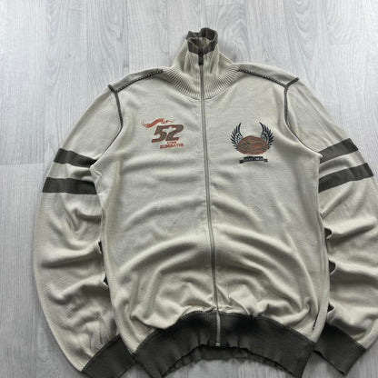 VINTAGE Y2K QUIKSILVER THIN ZIP KNITTED JUMPER BEIGE