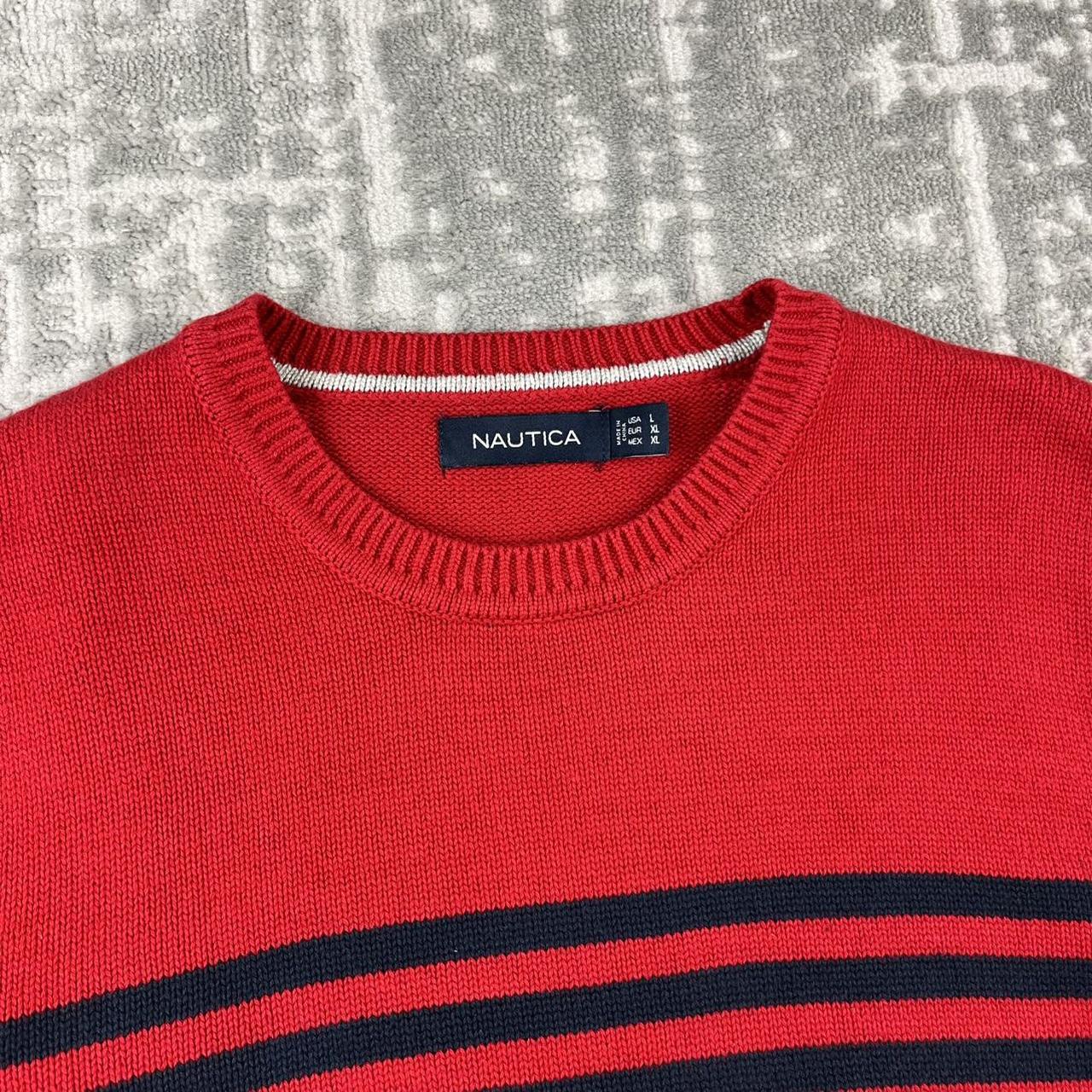 VINTAGE Y2K NAUTICA STRIPED CHUNKY ESSENTIAL KNITTED JUMPER RED