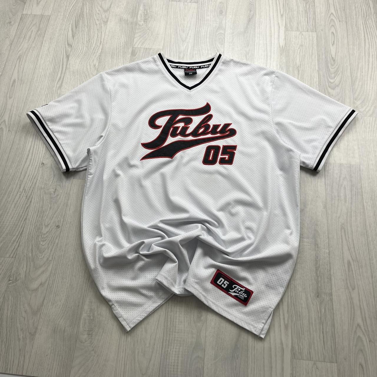 VINTAGE Y2K FUBU JERSEY T SHIRT WHITE