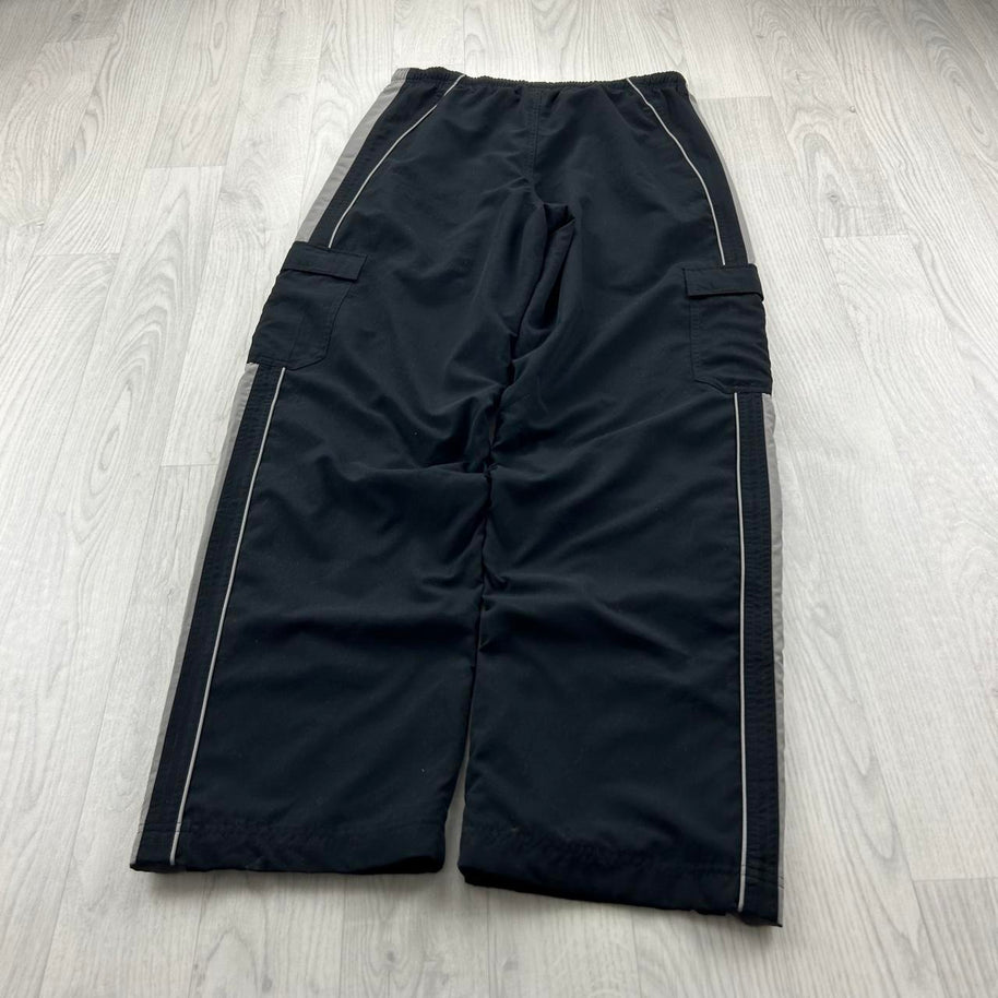 VINTAGE Y2K NIKE BAGGY SIDE STRIPE TRACKSUIT BOTTOMS BLACK