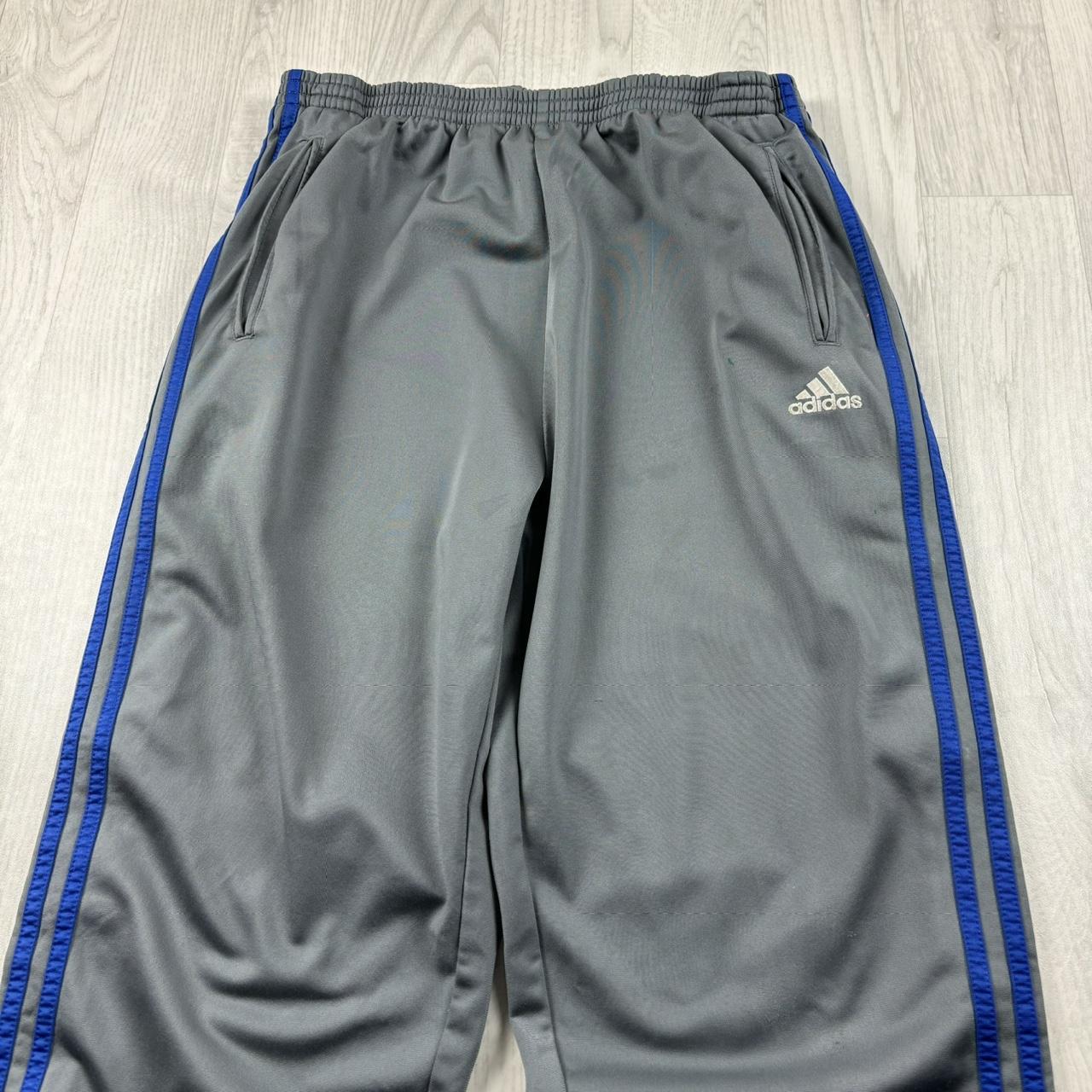VINTAGE Y2K ADIDAS POPPER BAGGY TRACKSUIT BOTTOMS GREY