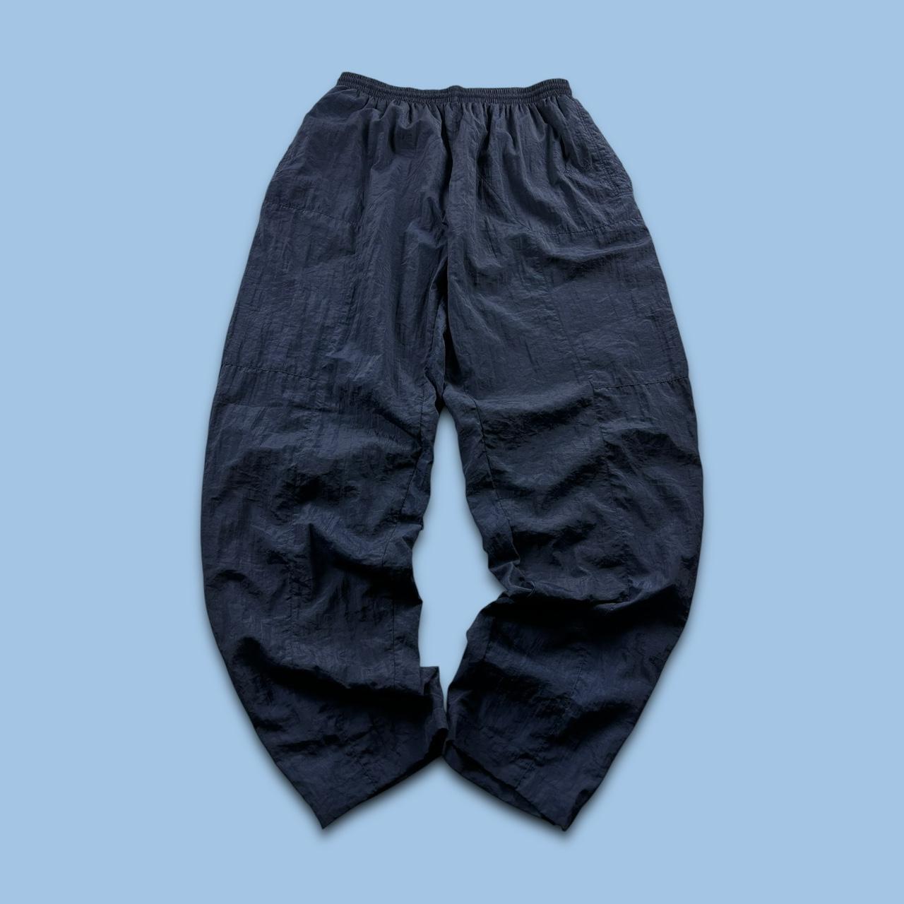 VINTAGE 90s ADIDAS BAGGY SHELL TRACKSUIT BOTTOMS NAVY
