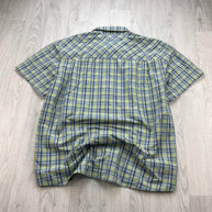 VINTAGE 00s MAMMUT GINGHAM CHECKERED SHORT SLEEVE BUTTON UP SHIRT BLUE / YELLOW