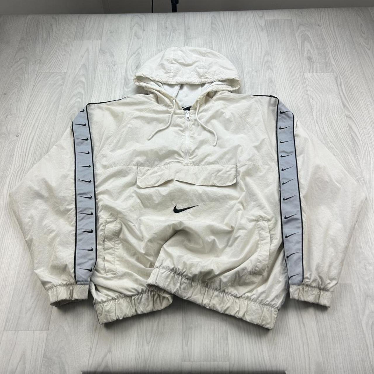VINTAGE Y2K NIKE SWOOSH QUARTER ZIP WINDBREAKER JACKET WHITE
