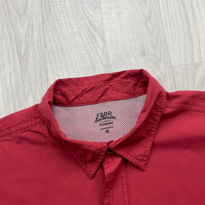 VINTAGE Y2K IZOD UTILITY SHORT SLEEVE SHIRT RED