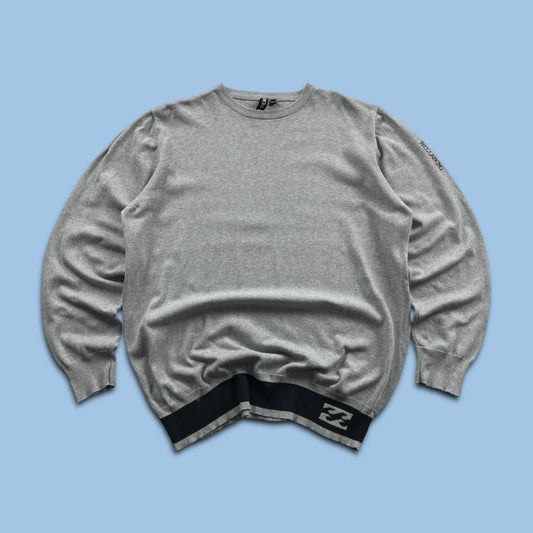 VINTAGE Y2K BILLABONG THIN KNITTED JUMPER GREY BLACK
