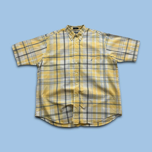 VINTAGE Y2K NAUTICA SHORT SLEEVE SHIRT YELLOW