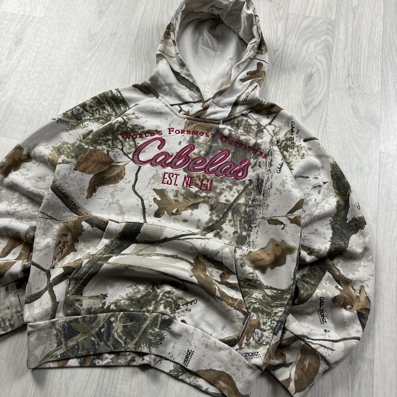 VINTAGE CABELAS REALTREE HOODIE CAMO WHITE PINK