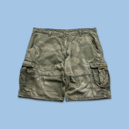 VINTAGE Y2K WRANGLER BAGGY CAMO CARGO SHORTS KHAKI