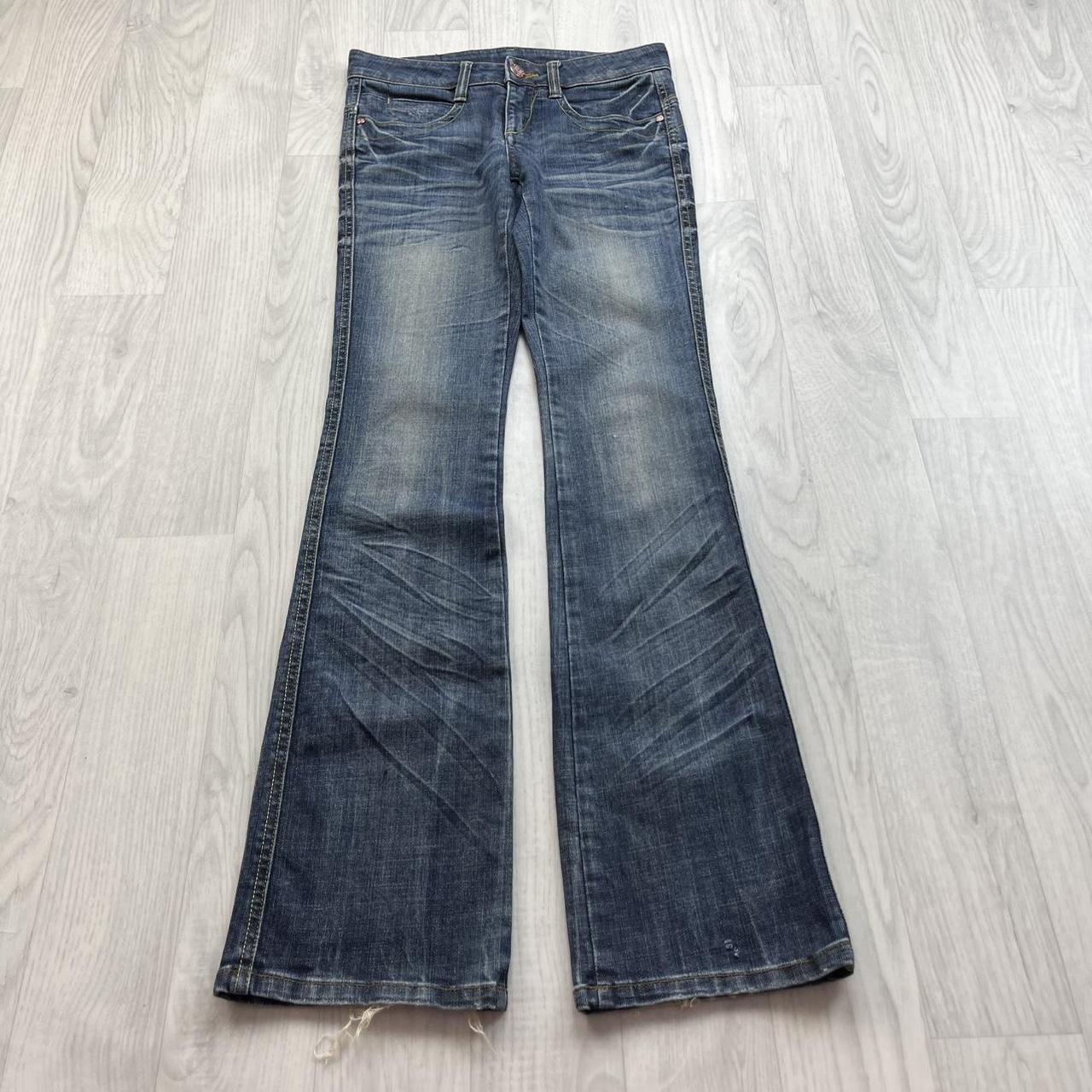 VINTAGE Y2K VICTORIA LOW RISE SLIM BOOTCUT JEANS NAVY BLUE