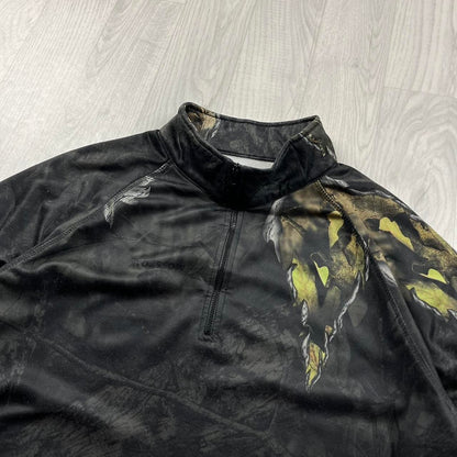 VINTAGE REALTREE LIGHTWEIGHT QUARTER ZIP UP FLEECE CAMO BLACK