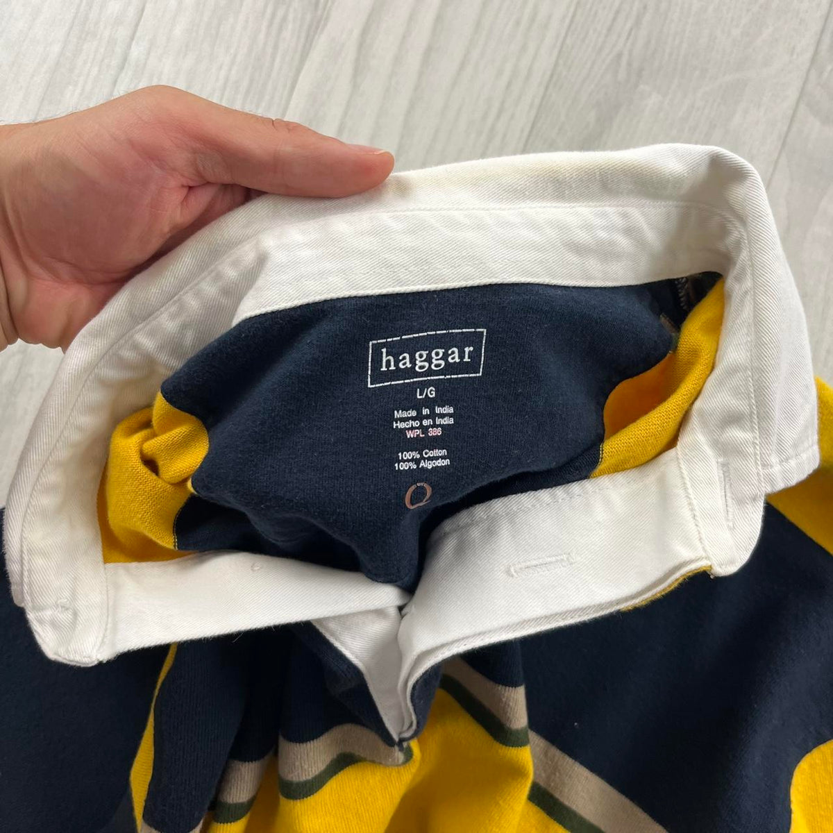 VINTAGE Y2K STRIPED LONG SLEEVE RUGBY POLO SHIRT YELLOW NAVY