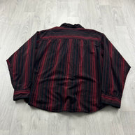 VINTAGE 00s HARLEY DAVIDSON STRIPED SHORT SLEEVE BUTTON UP SHIRT BLACK / RED