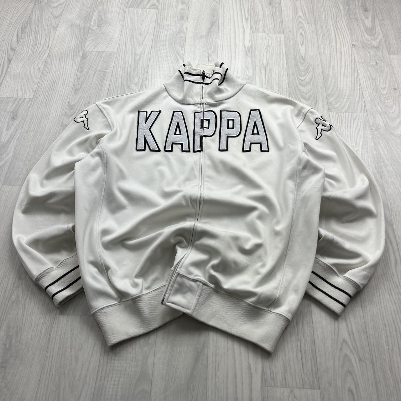VINTAGE Y2K KAPPA SPELL OUT TRACKSUIT JACKET WHITE