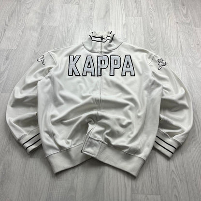 VINTAGE Y2K KAPPA SPELL OUT TRACKSUIT JACKET WHITE