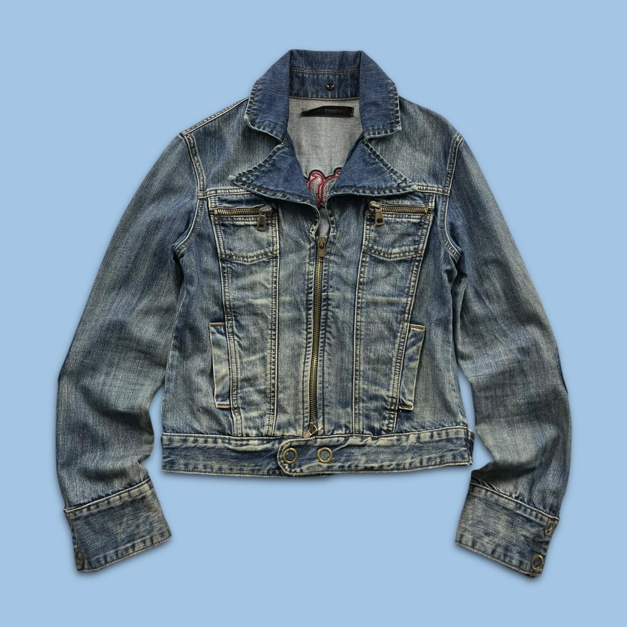 VINTAGE Y2K EMBROIDERED HIP HOP DENIM JACKET BLUE