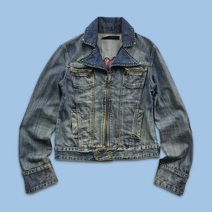 VINTAGE Y2K EMBROIDERED HIP HOP DENIM JACKET BLUE