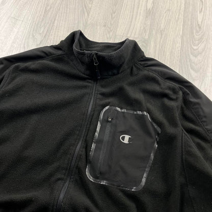 VINTAGE Y2K CHAMPION ZIP UP FLEECE BLACK