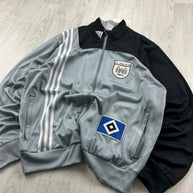VINTAGE Y2K ADIDAS HAMBURG ZIP UP TRACK JACKET GREY / BLACK