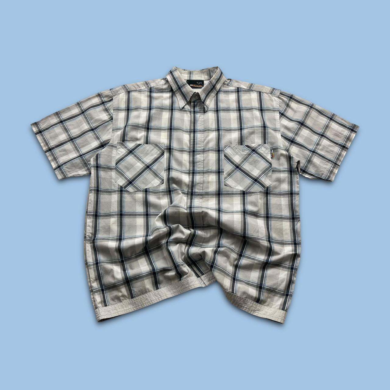 VINTAGE Y2K ANIMAL PLAID SHORT SLEEVE SHIRT GREY
