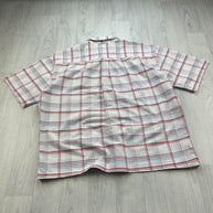 VINTAGE 00s TOMMY HILFIGER CHECKERED CROPPED SHORT SLEEVE BUTTON UP SHIRT WHITE / RED
