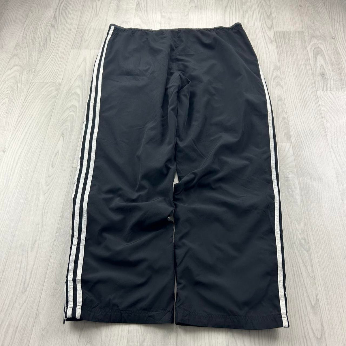 VINTAGE Y2K ADIDAS SIDE STRIPE BAGGY TRACKSUIT BOTTOMS BLACK