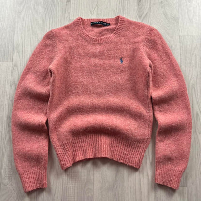 VINTAGE Y2K RALPH LAUREN CHUNKY WOOL KNITTED JUMPER PINK