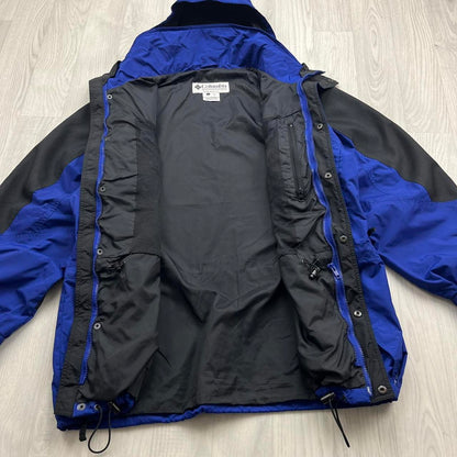 VINTAGE 00s COLUMBIA TECHNICAL HOODED UTILITY SKI JACKET BLUE BLACK
