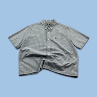 VINTAGE 00s TIMBERLAND CHECKERED CROPPED SHORT SLEEVE BUTTON UP SHIRT GREEN