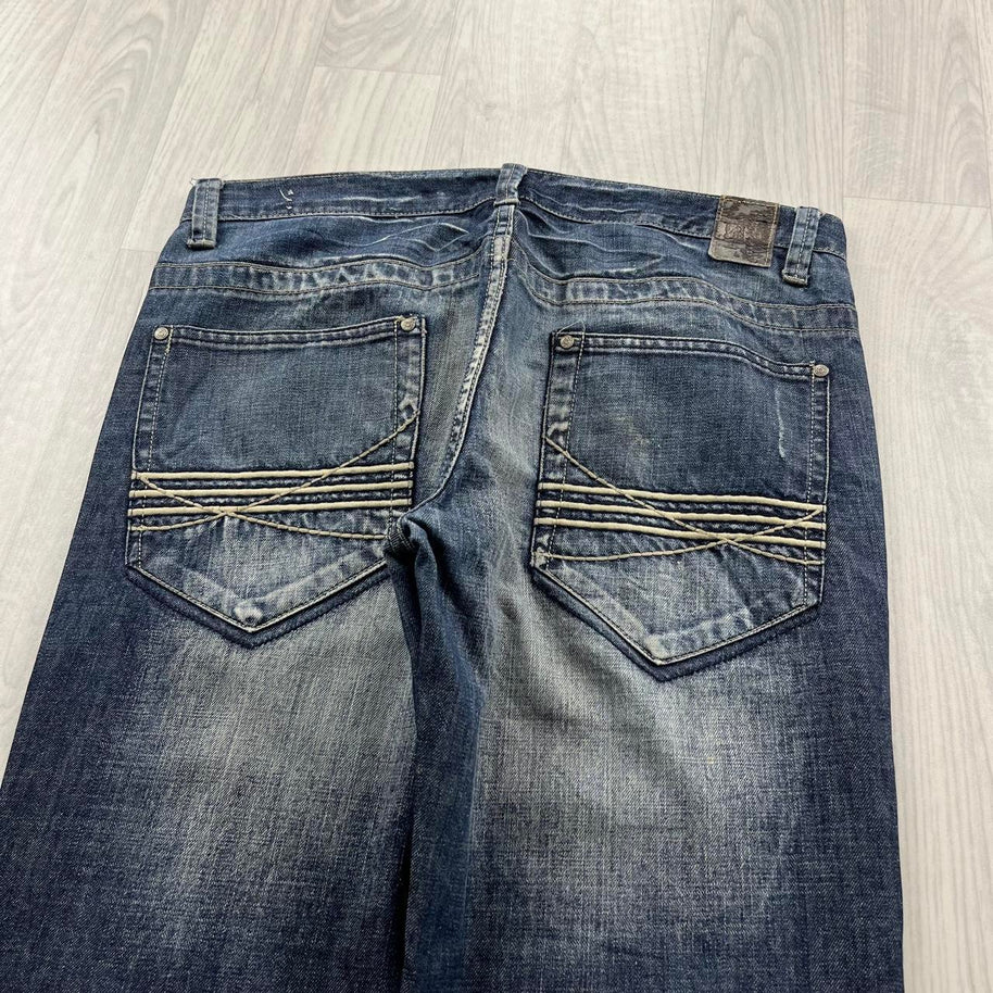 VINTAGE Y2K SOUTHERN MENSWEAR BOOTCUT BAGGY JEANS NAVY BLUE