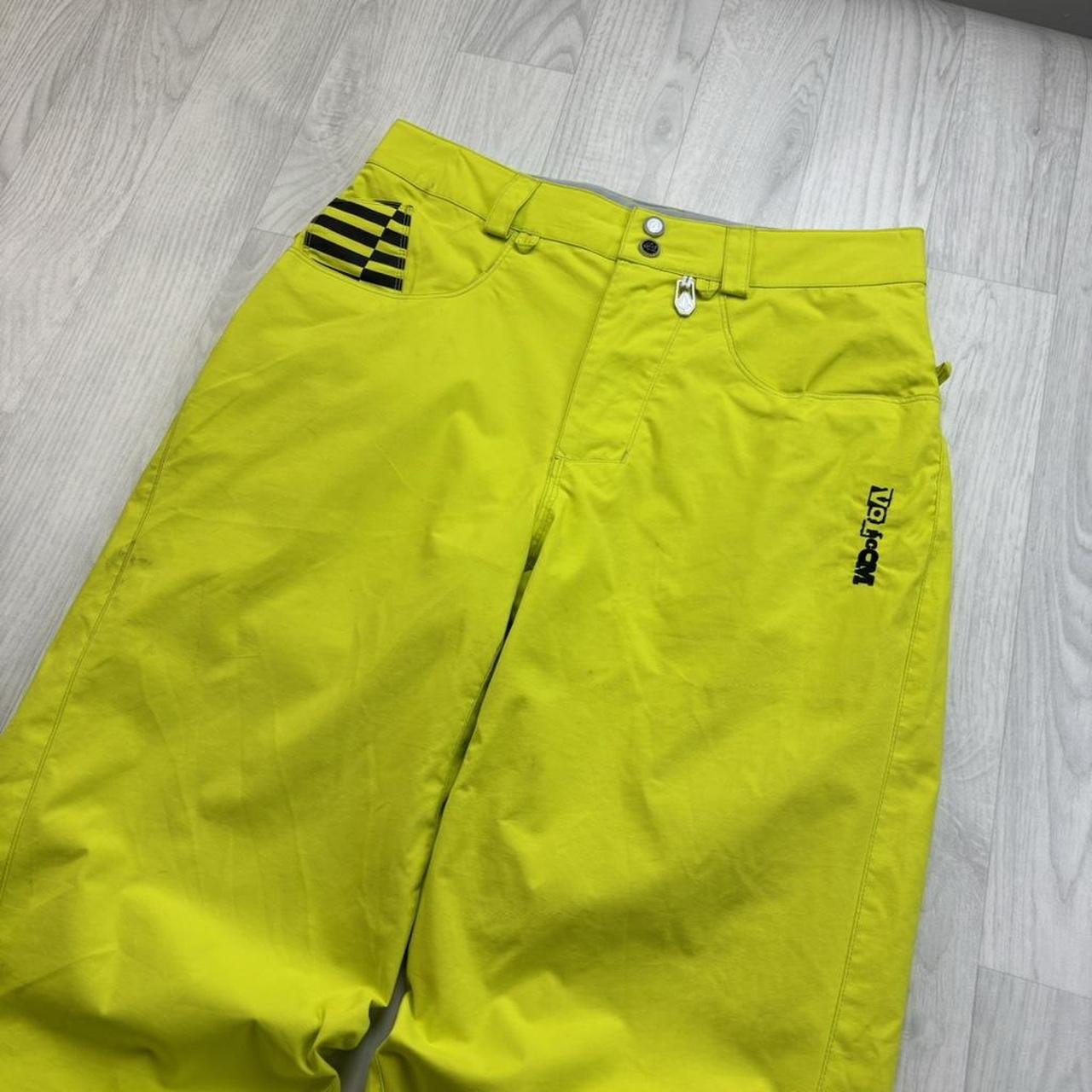 VINTAGE Y2K VOLCOM BAGGY SKI PANTS SALOPETTES YELLOW