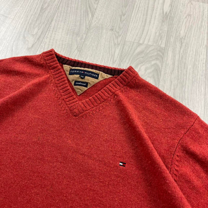 VINTAGE Y2K TOMMY HILFIGER CHUNKY KNITTED JUMPER RED