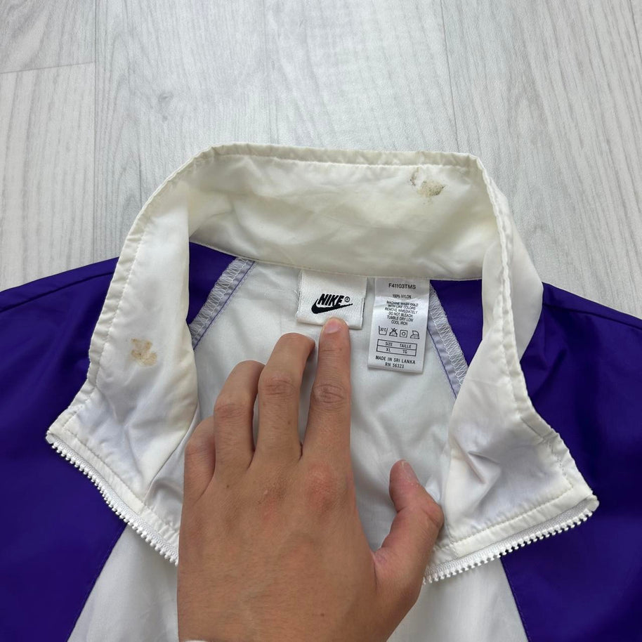 VINTAGE 90s NIKE WINDBREAKER JACKET PURPLE / WHITE