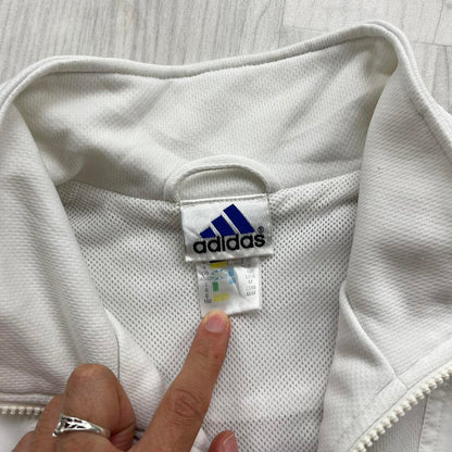 VINTAGE 90s ADIDAS BOXY WINDBREAKER TRACKSUIT JACKET WHITE
