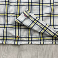 VINTAGE 00s TOMMY HILFIGER CHECKERED CROPPED SHORT SLEEVE BUTTON UP SHIRT WHITE