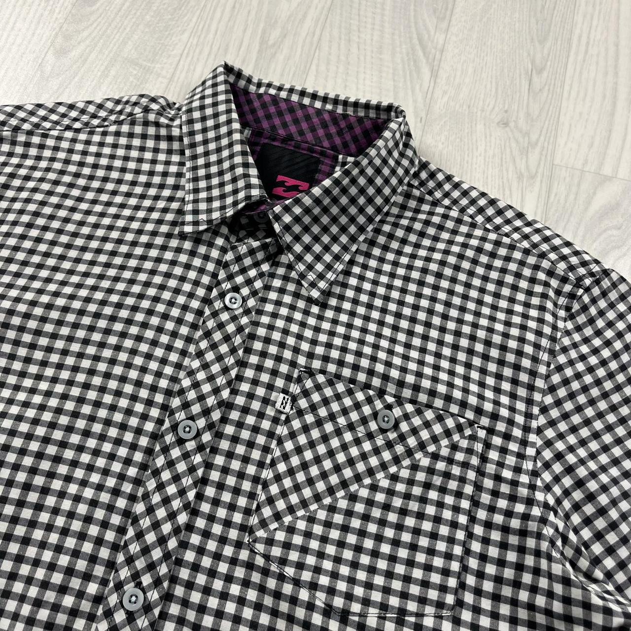 VINTAGE Y2K BILLABONG GINGHAM SHORT SLEEVE SHIRT BLACK WHITE