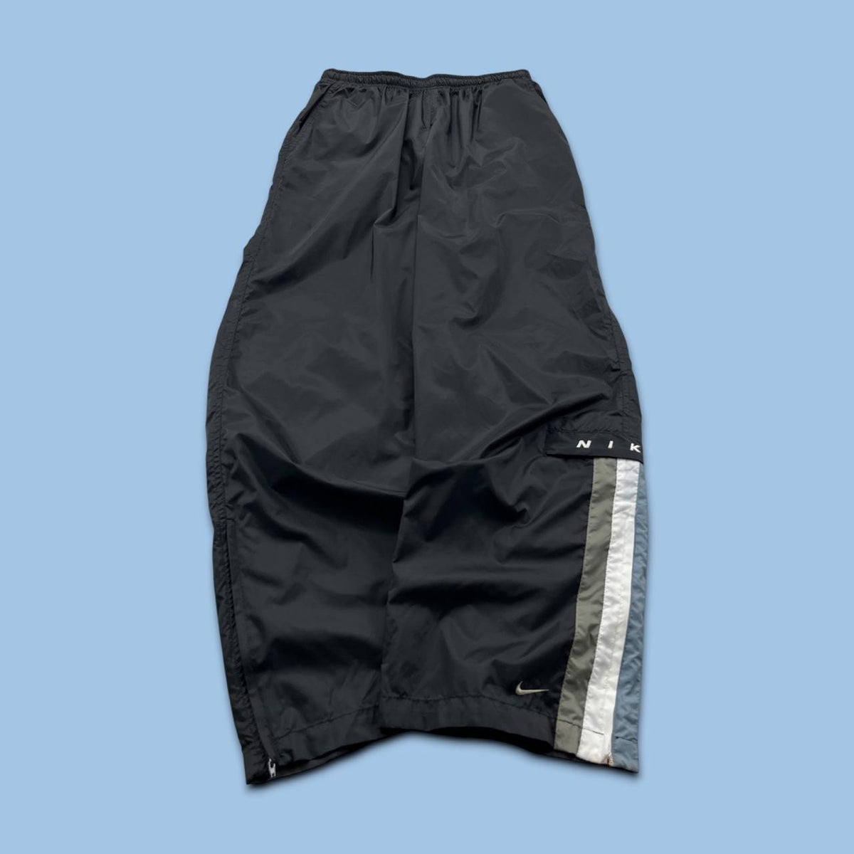VINTAGE 90s NIKE BAGGY TRACKSUIT BOTTOMS BLACK KHAKI